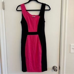 Yoana Baraschi hot pink and black color-block dress small